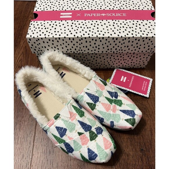 TOMS Alpargata Paper Source Trees Print Shoes Women's Size 5 New In Box - Picture 1 of 13